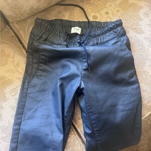 BEVY FLOG Faux Leather Jogger Pants - Navy